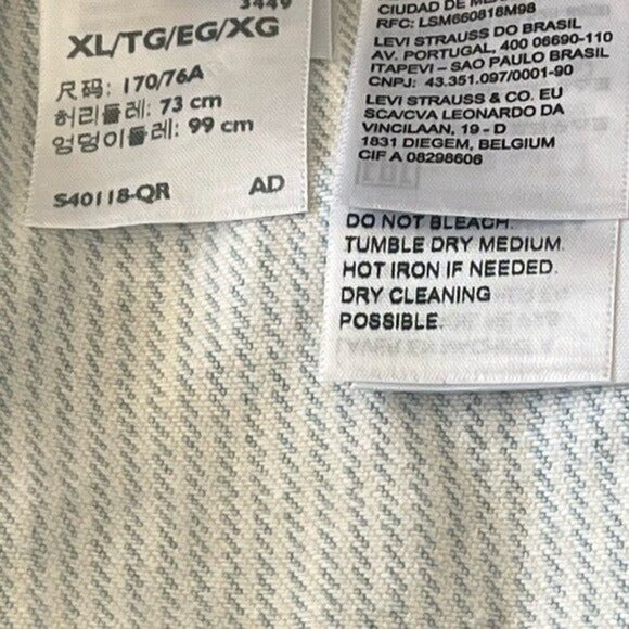 LEVI’S Striped Light Wash Denim Shortalls Size XL NEW - Picture 7 of 11